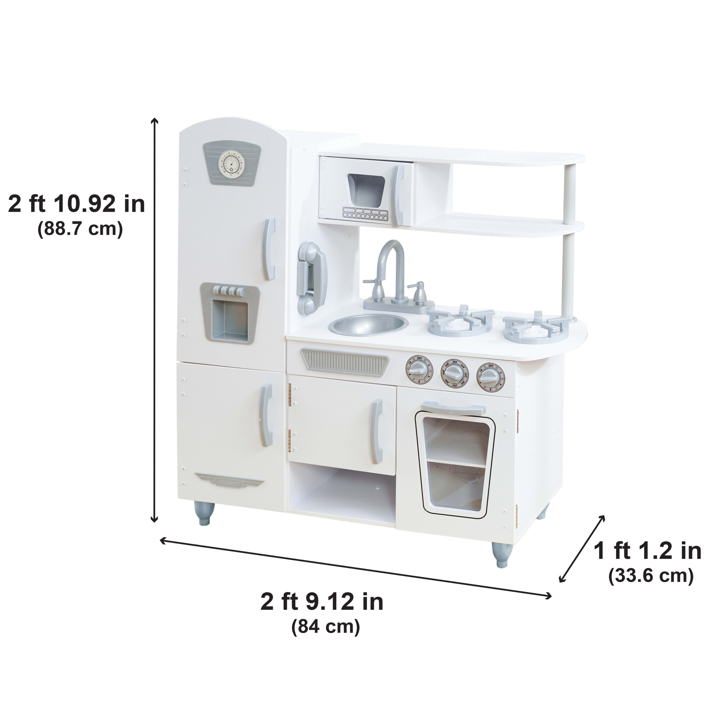 KidKraft Vintage Wooden White Play Kitchen with Ice Maker and Play Phone