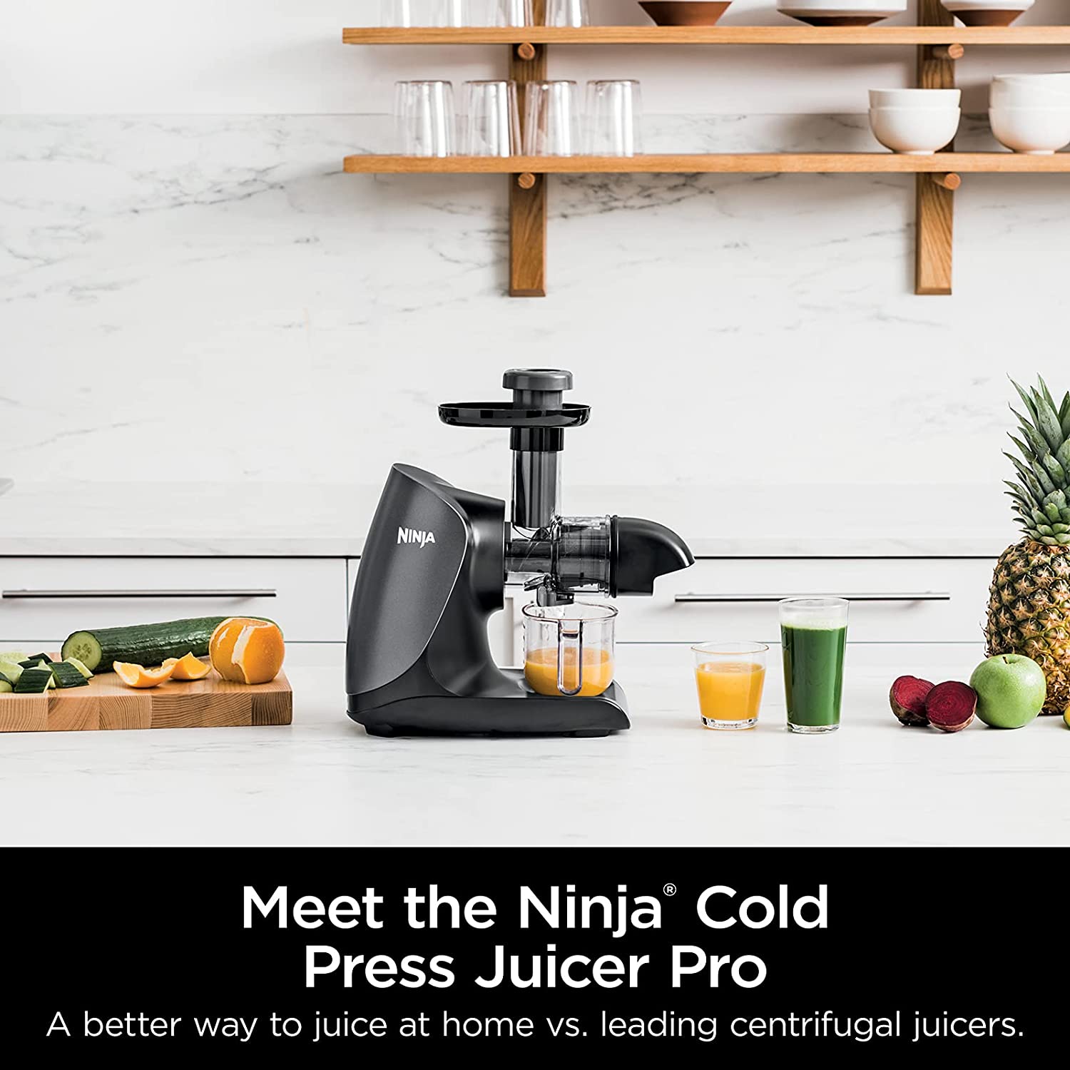 Restored Ninja JC101 Cold Press Pro Compact Powerful Slow Juicer with Total Pulp Control and Easy Clean， Graphite (Refurbished)