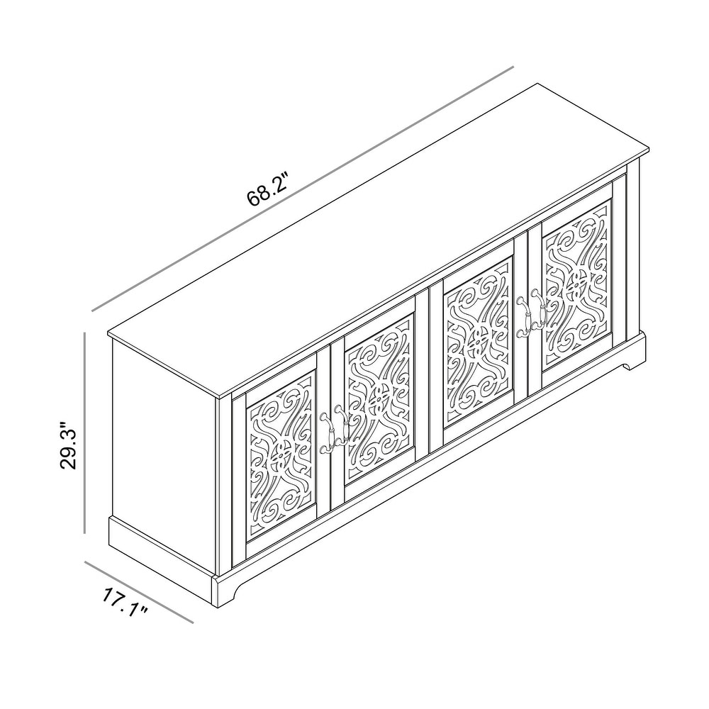 GALANO Calidia 68.2 in. Grey Stone 4 Door Wide TV Stand for TVs up to 75 in.   68.2\