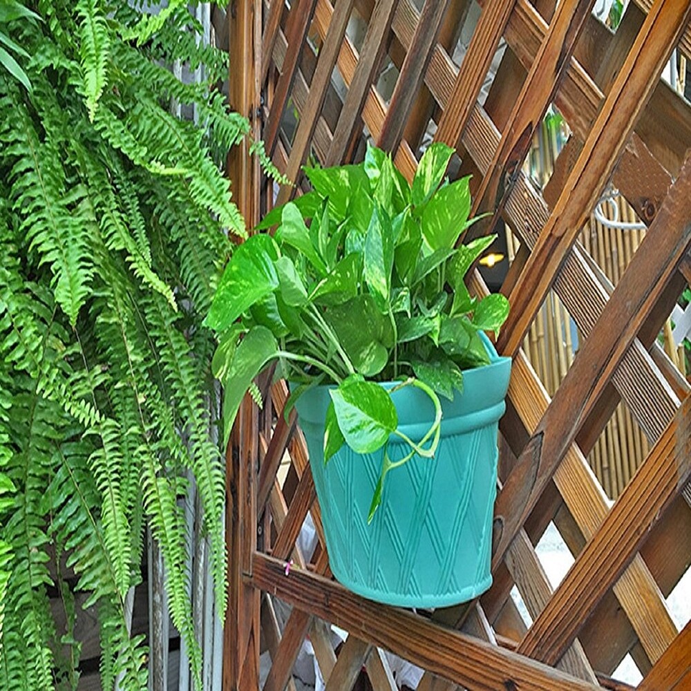 Agfabric Resin Plastic Wall Hanging planter Vertical Garden Plant Pot  12x6.9x8.6Inch  Green  2Pack