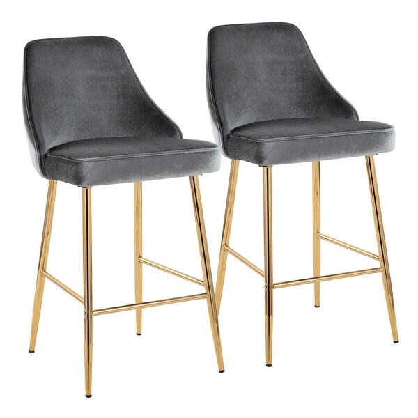 LumiSource Marcel Glam Velvet Gold Metal Counter Stools (Set of 2)