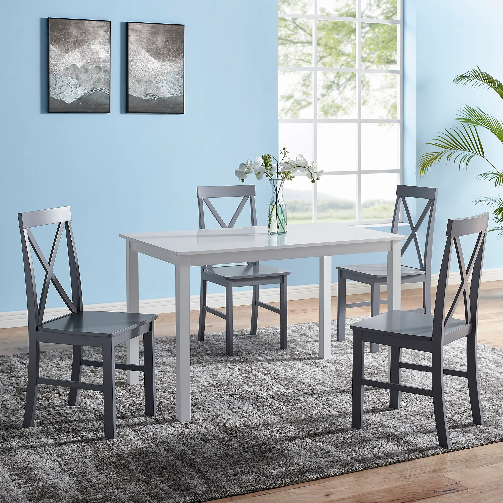 McHale White and Gray 5 Piece Dining Room Set - Walker Edison