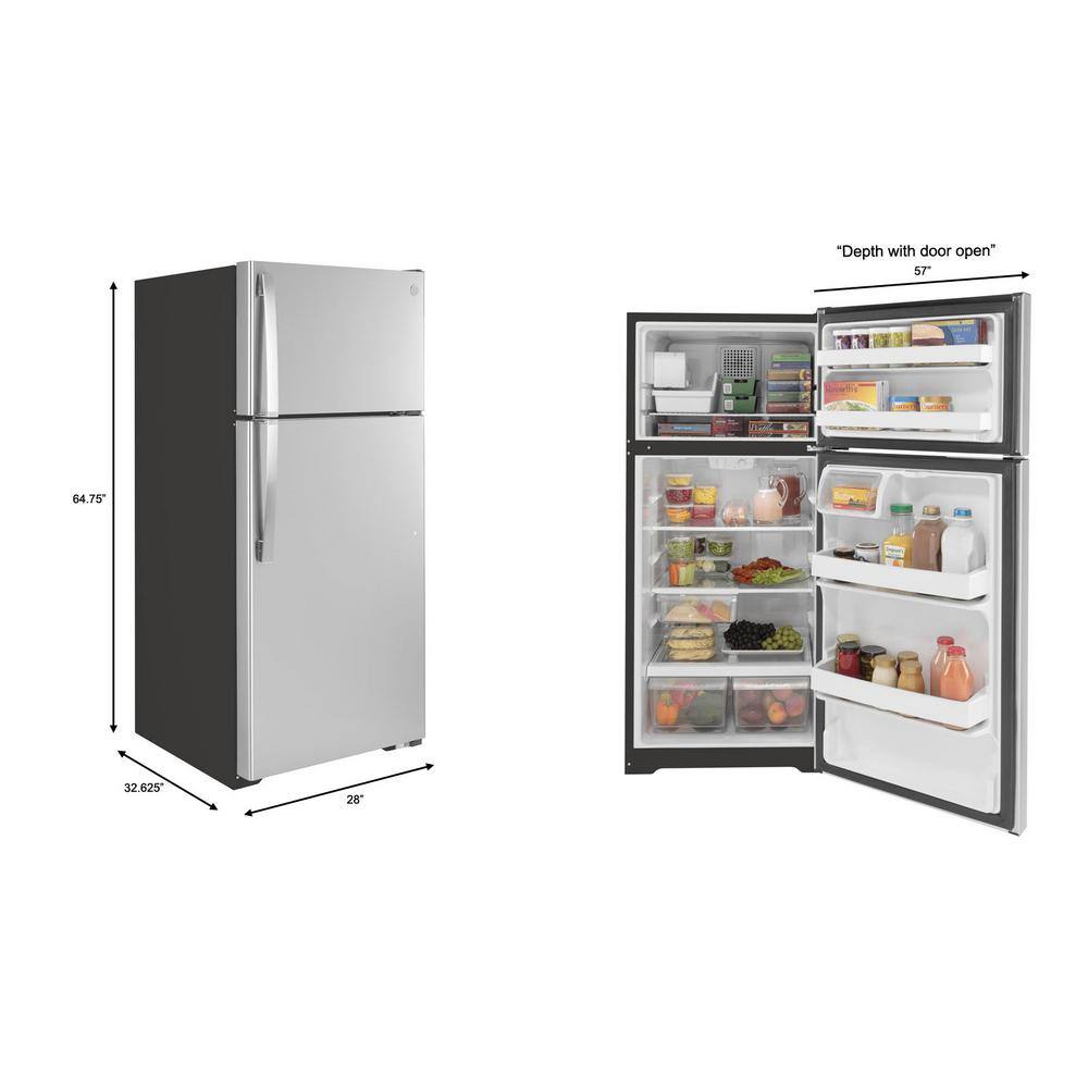 GE 16.6 cu. ft. Top Freezer Refrigerator in Stainless Steel GIE17GSNRSS