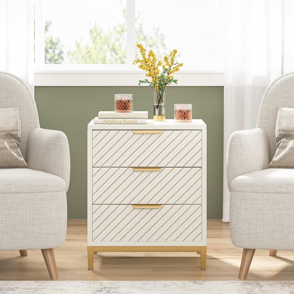 Night Stands for Bedrooms  Nightstands with 3 Drawers for Living Room