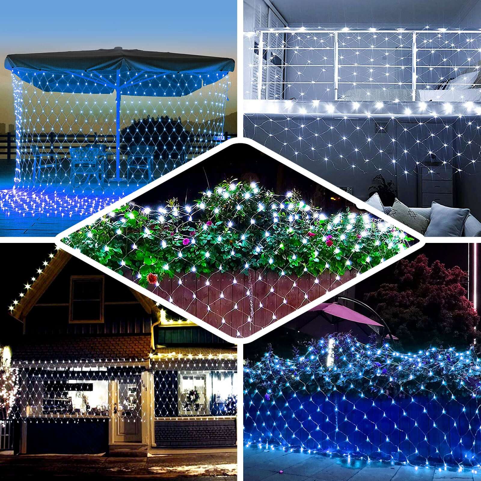 Clear 600 LED Fish Net Lights, Fairy String Lights With 8 Modes 20ftx10ft