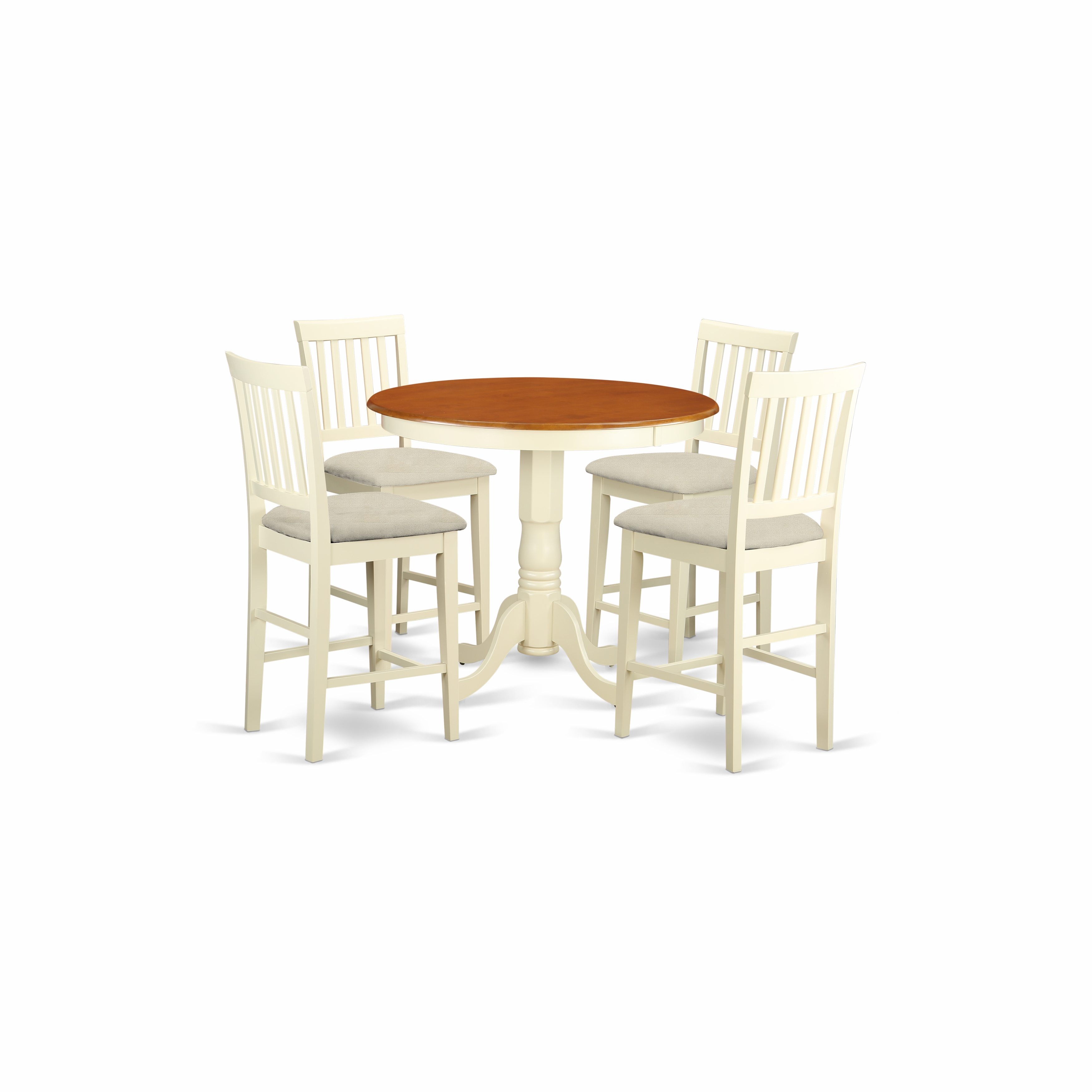 JAVN5-WHI-C 5 Pc counter height Dining room set - Dinette Table and 4 bar stools.