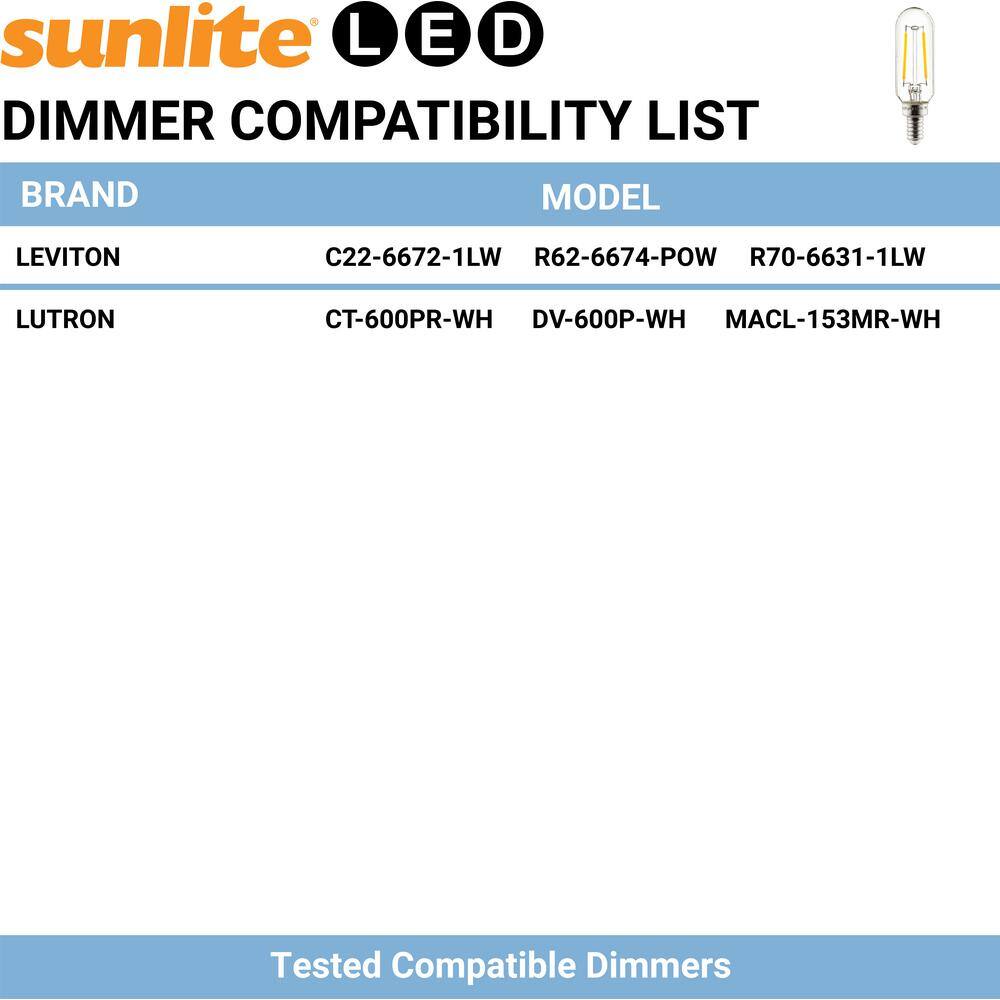 Sunlite 25-Watt Equivalent T8 Dimmable LED Filament Vintage Edison LED Light Bulb in Warm White 2700K (6-Pack) HD03448-1