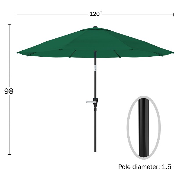 Nature Spring 10 x27 Auto tilt Hand crank Patio Umbrella Hunter Green Color