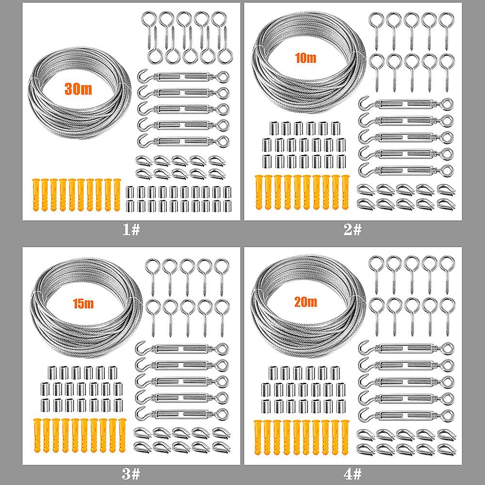 String Light Hanging Kit Stainless Steel Steel Wire Rope Heavy Duty String Lights Suspension Tool For Outdoor Garden Indoors No.311071