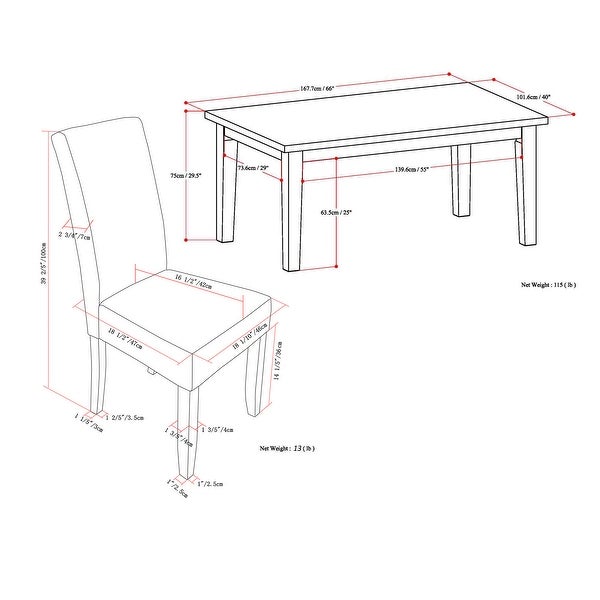 WYNDENHALL Normandy Transitional 7 Pc Dining Set with 6 Upholstered Parson Chairs and 66 inch Wide Table