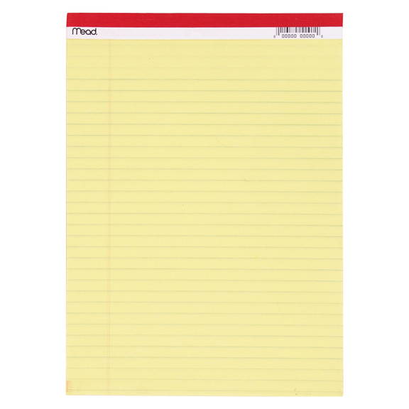 Mead MEA59610 Legal Pad 8.5X11.75 50 Ct Canary