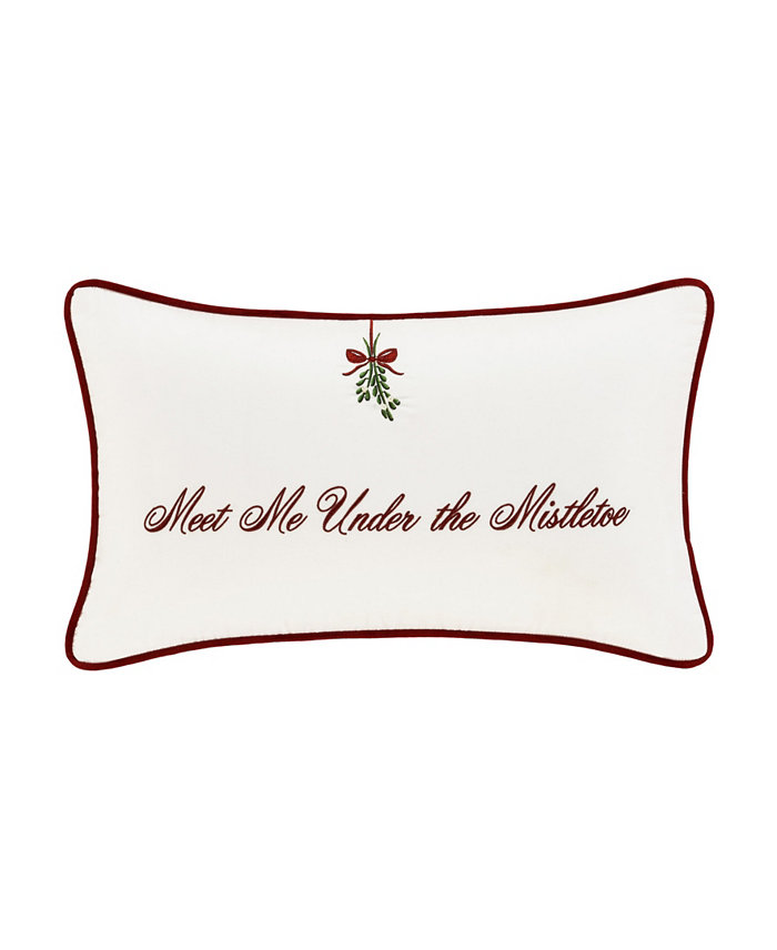 J Queen New York Mistletoe Boudoir Embellished Decorative Pillow， 18 x 18