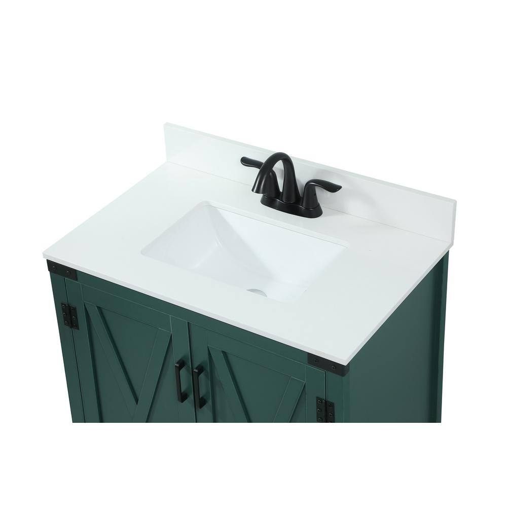 Simply Living 30 in. W x 19 in. D x 34 in. H Bath Vanity in Green with Ivory White Quartz Top SL270690MGNBS