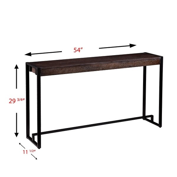 SEI Furniture Modern Metal Macen Narrow Console Sofa Table， Burnt Oak/Black - 30.5