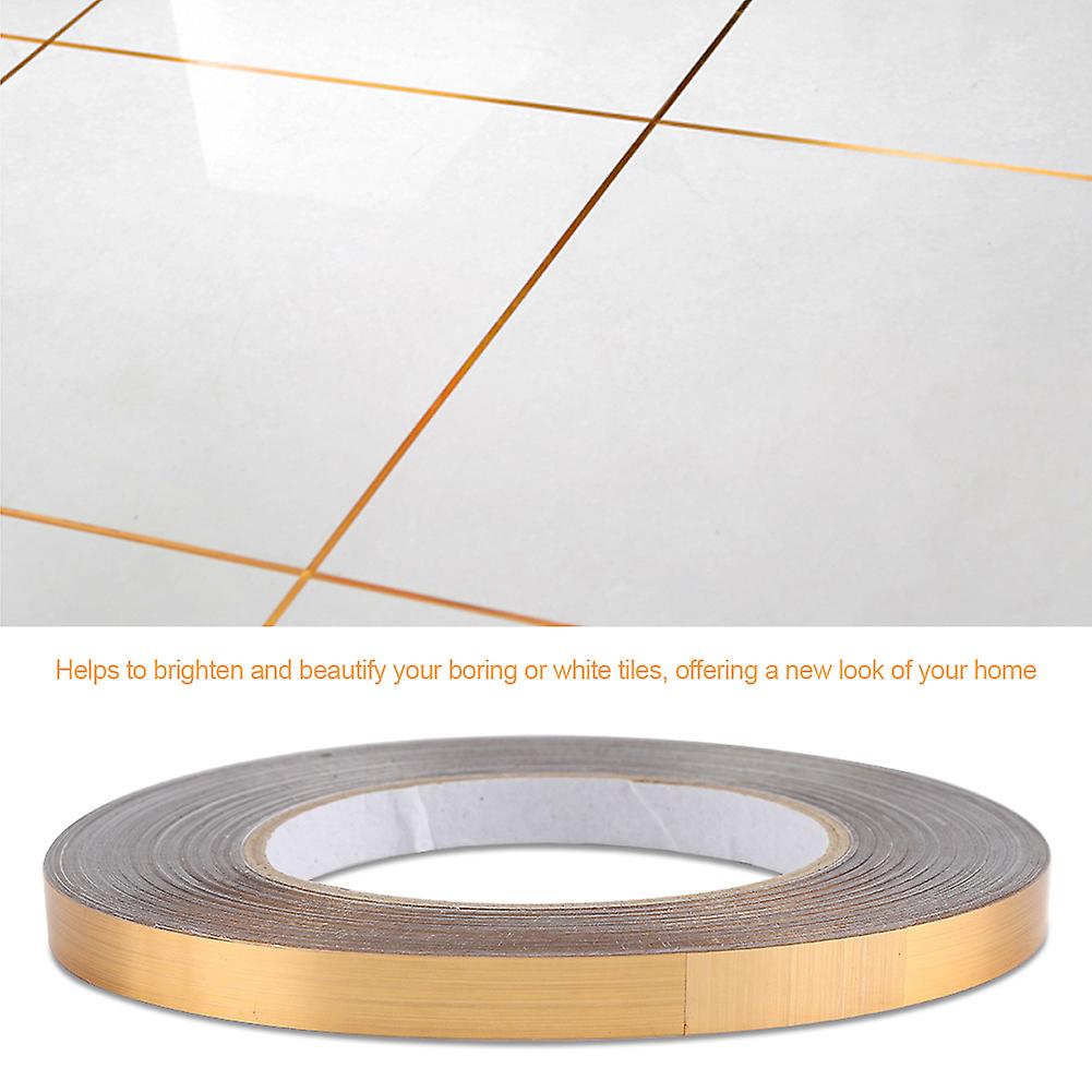 PET Room Floor Crevice Line Sticker Self Adhesive Ground Corner Tile Decor (1cm*50m Gold)