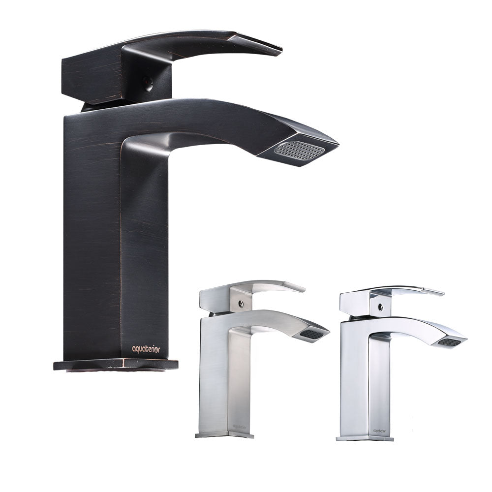 Aquaterior Bathroom Faucet Single Hole Square 1-Handle Cold Hot 7