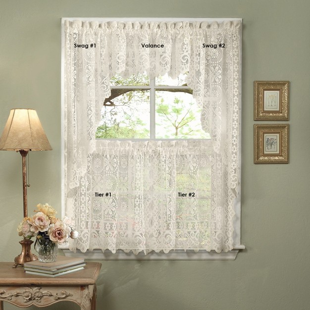 Hopewell Old World Style Floral Lace Kitchen Curtains By Sweet Home Collection