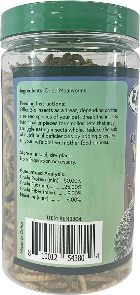 Exotic Nutrition Mealworm Munchies Hedgehog and Sugar Glider Treats， 1.96-oz jar