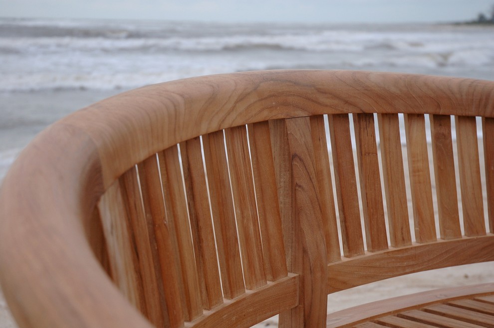 Curve 3 Seater Bench Extra Thick Wood   Transitional   Outdoor Benches   by Tuff Hut  Houzz