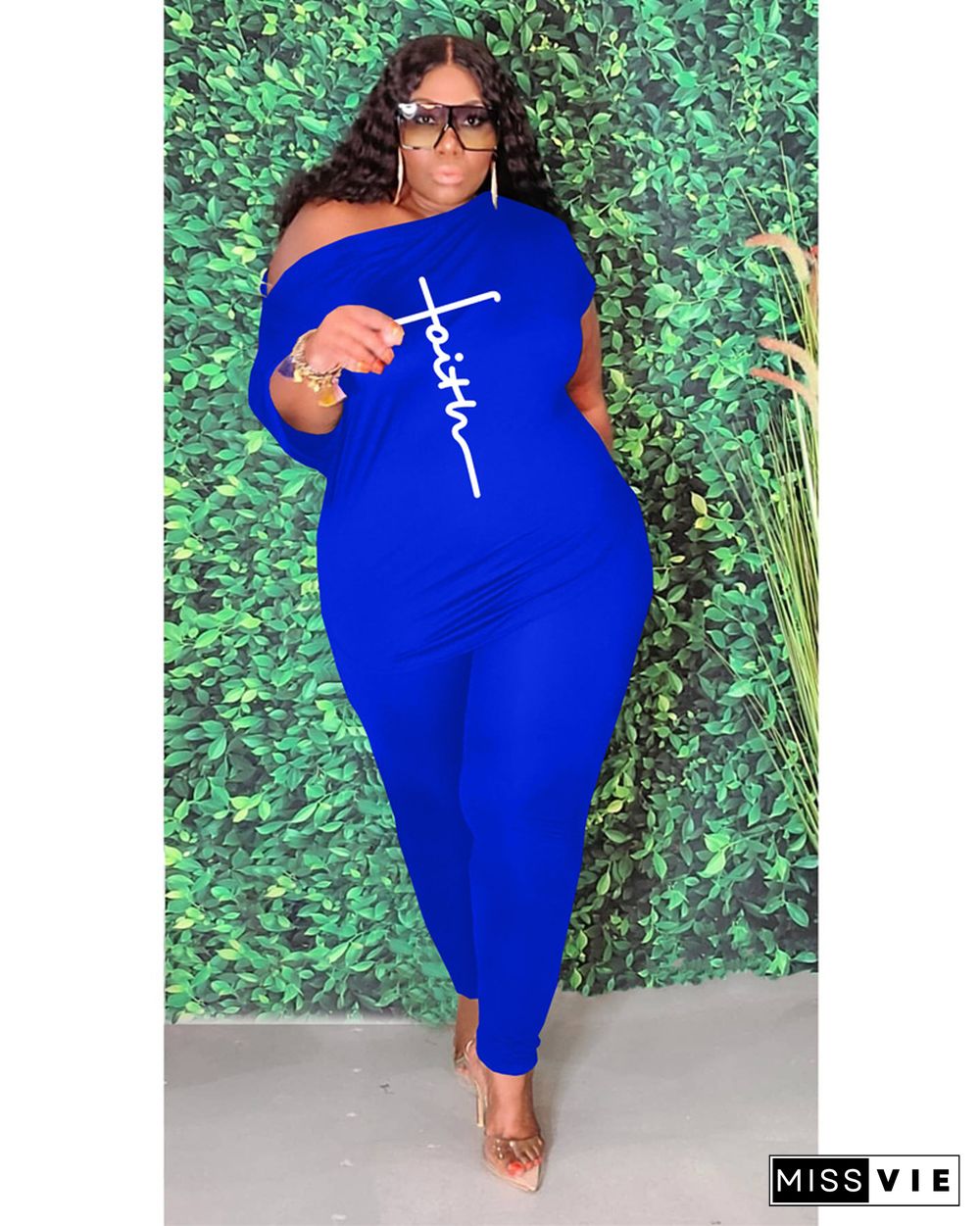 Plus Size Short Sleeve T Shirt Pencil Pants Set