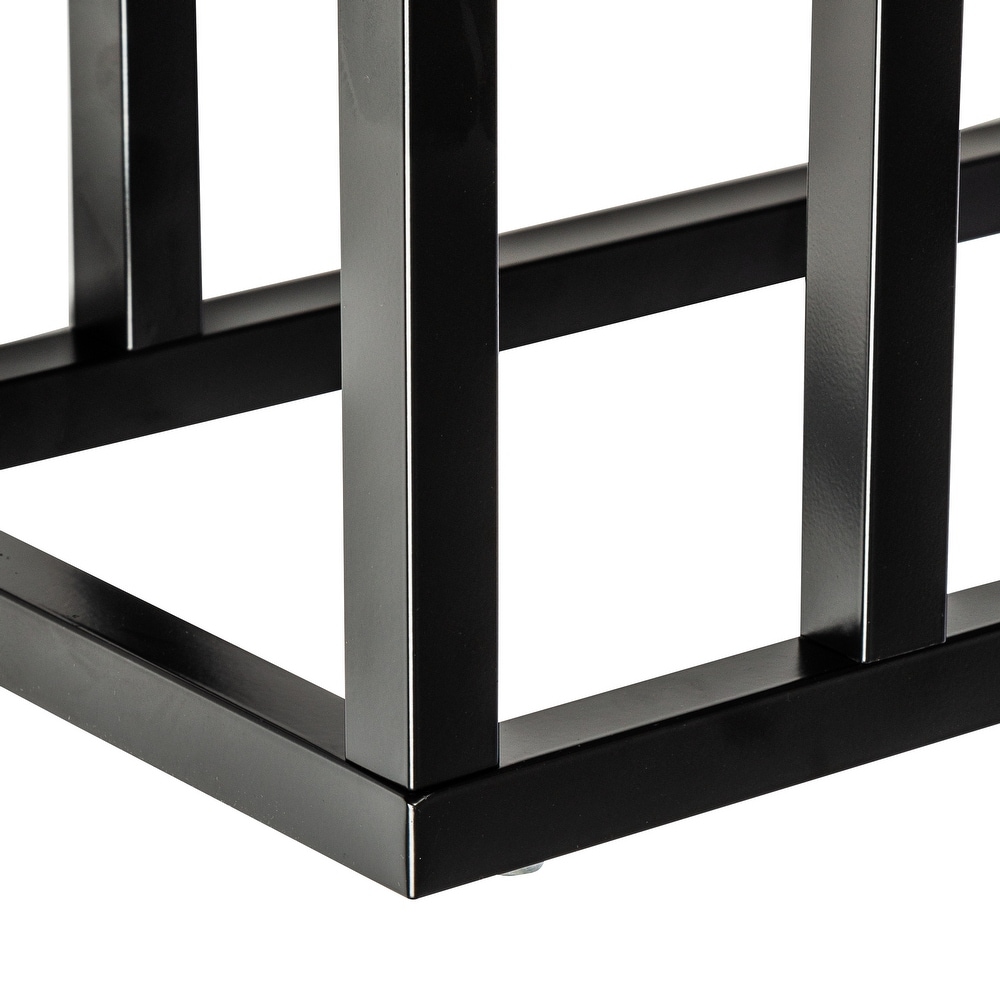 Black Steel and MDF C Shape End Table