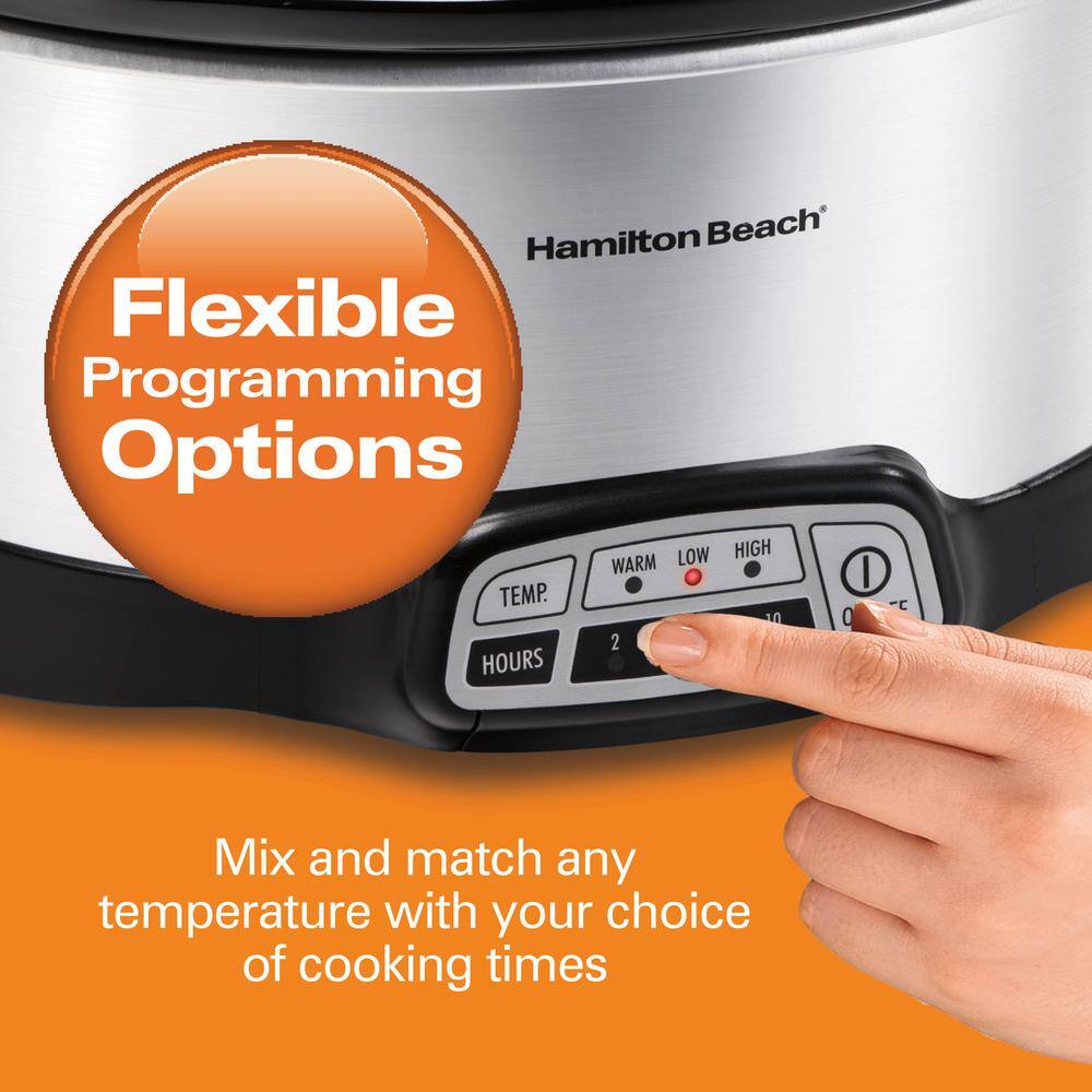 Hamilton Beach 7 Qt. Programmable Stainless Steel Slow Cooker with Built-In Timer and Temperature Settings 33473