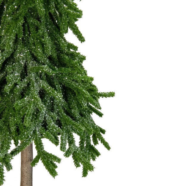 Northlight 25 5 inch Downswept Iced Artificial Christmas Tree Wood Base Unlit