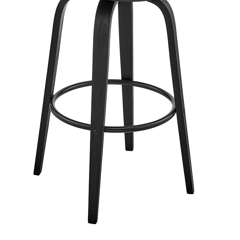 Swivel Bar Stool with Leatherette Bucket Seat， Gray and Black