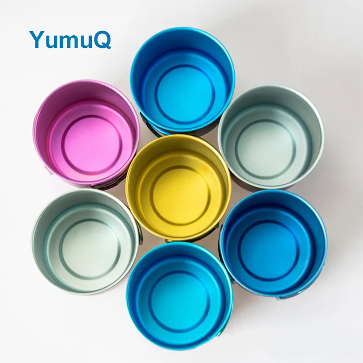 YumuQ 0.42L Rainbow Color Titanium Outdoor Camping Mug Cup Set For Hiking Travel Picnic