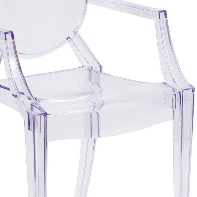 Emma And Oliver Oval Back Ghost Chair With Arms In Transparent Crystal