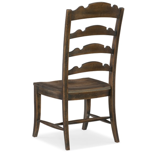 Hill Country Twin Sisters Ladderback Side Chair， Timeworn Saddle Brown - 21.25