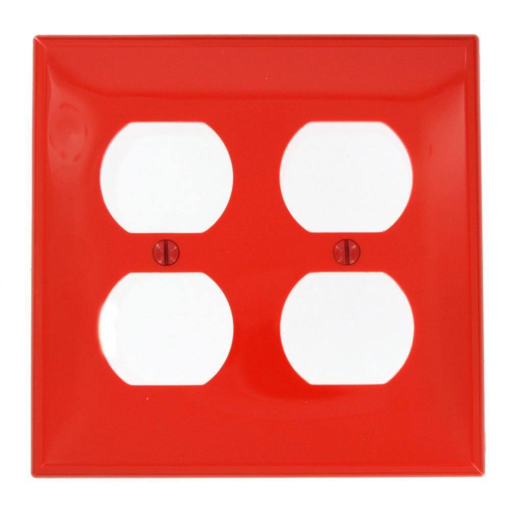 Leviton Red 2-Gang 2 Duplex Wall Plate (1-Pack) 80716-R