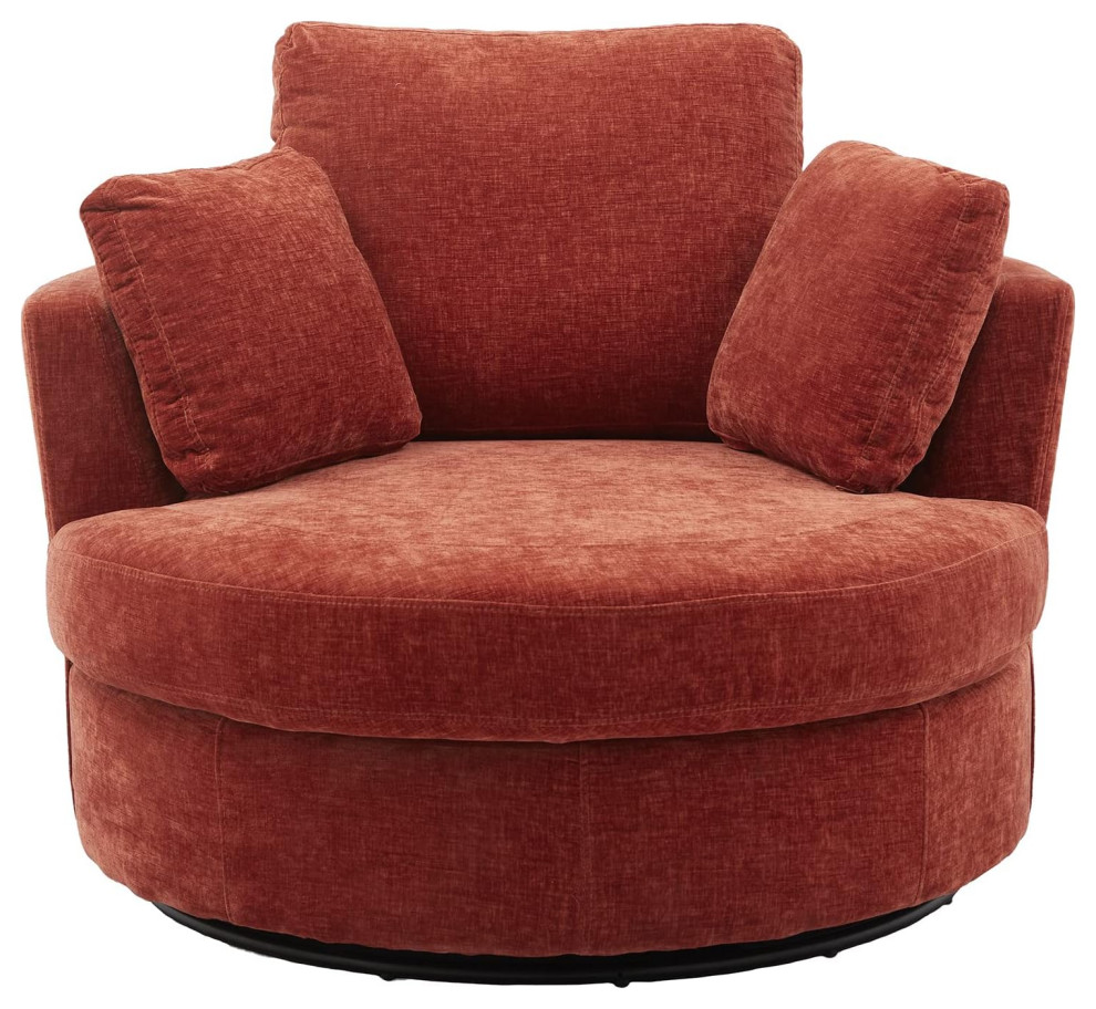 Modern Swiveling Accent Chair  Rounded Design With Pillows   Modern   Armchairs And Accent Chairs   by Decor Love  Houzz