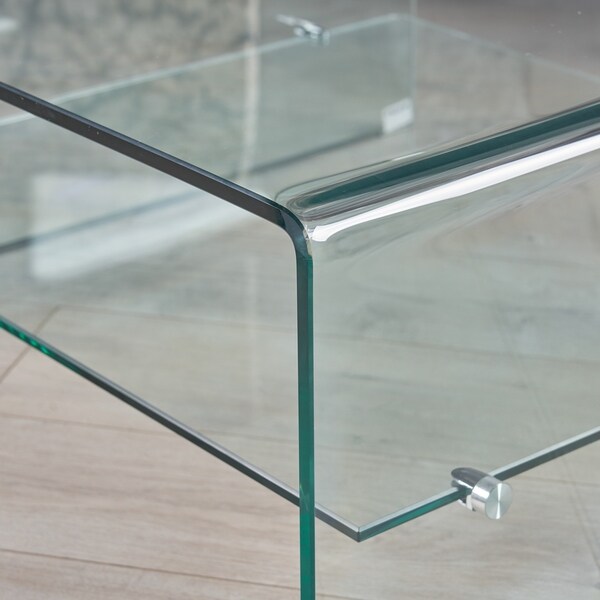 Ramona Square Glass Coffee Table with Shelf by Christopher Knight Home