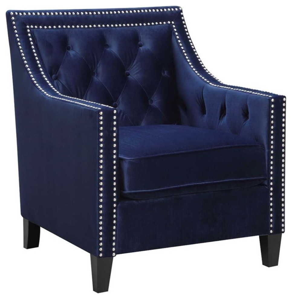 Catania Modern / Contemporary Accent Arm Chair in Navy Finish   Contemporary   Armchairs And Accent Chairs   by Homesquare  Houzz