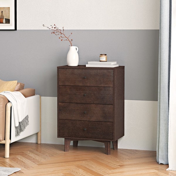 Dresser for Bedroom with 4/5 Drawers， Modern Tall Chest of Drawer Wooden Storage Cabinet Organizer for Bedroom， Living Room - - 37853234