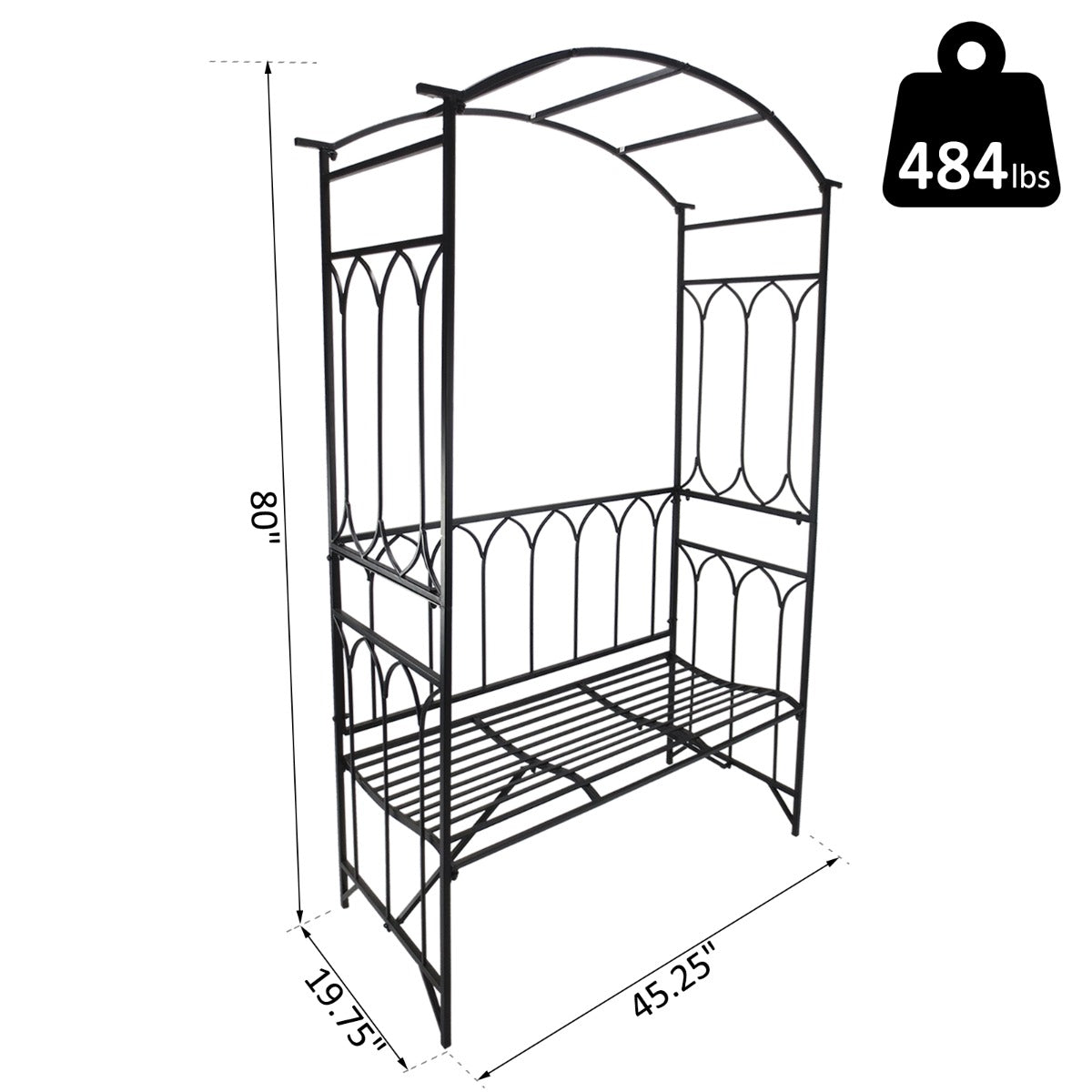 Garden Arbor Bench Plant Climbing Support Trellis for Rose Vines Black