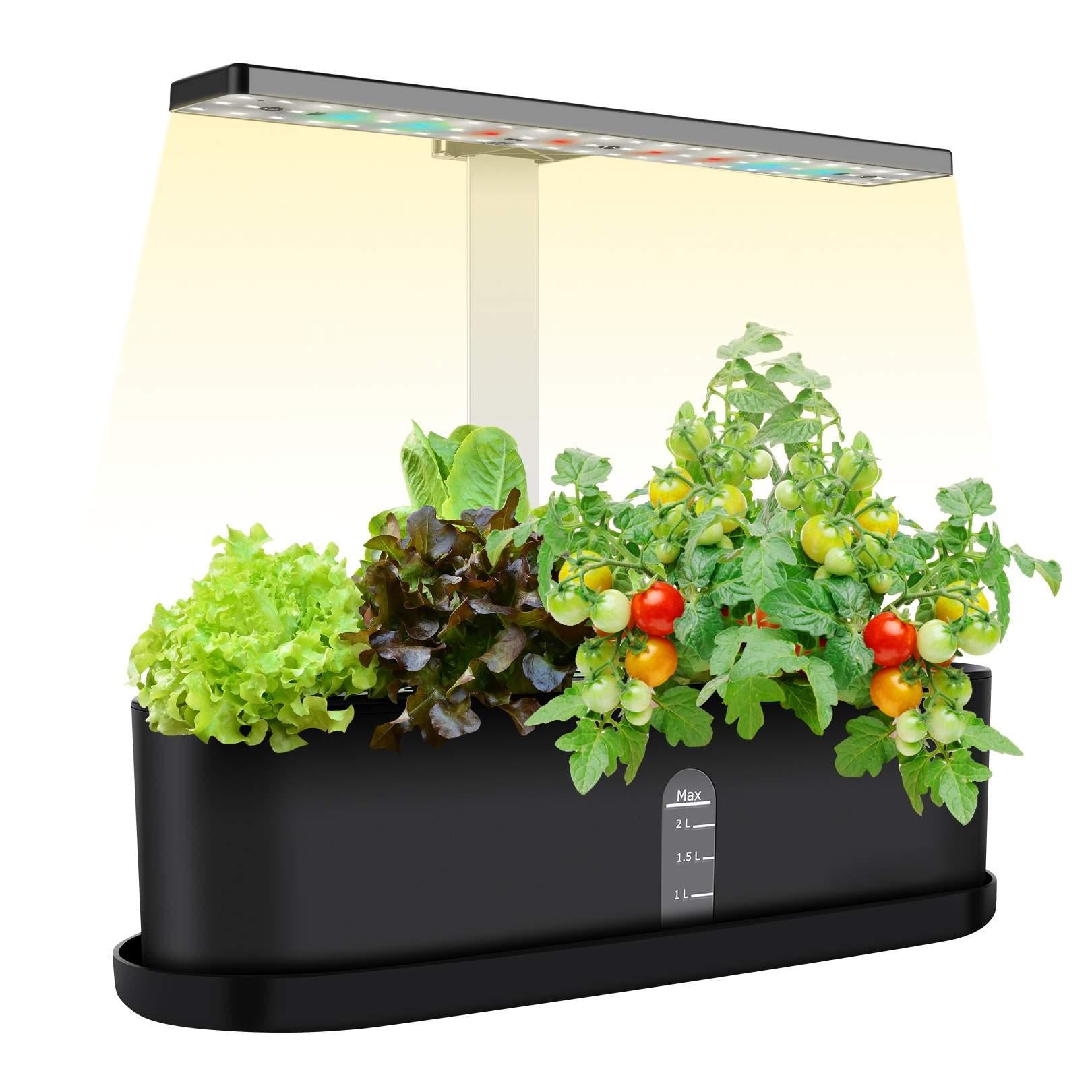 10 Pods Indoor Garden Kit， Hydroponics Growing System， Smart Herb Garden Planter W/ LED Grow Light， Automatic Timer Germination Starting Starter Kit for Home Kitchen Office， Height Adjustable