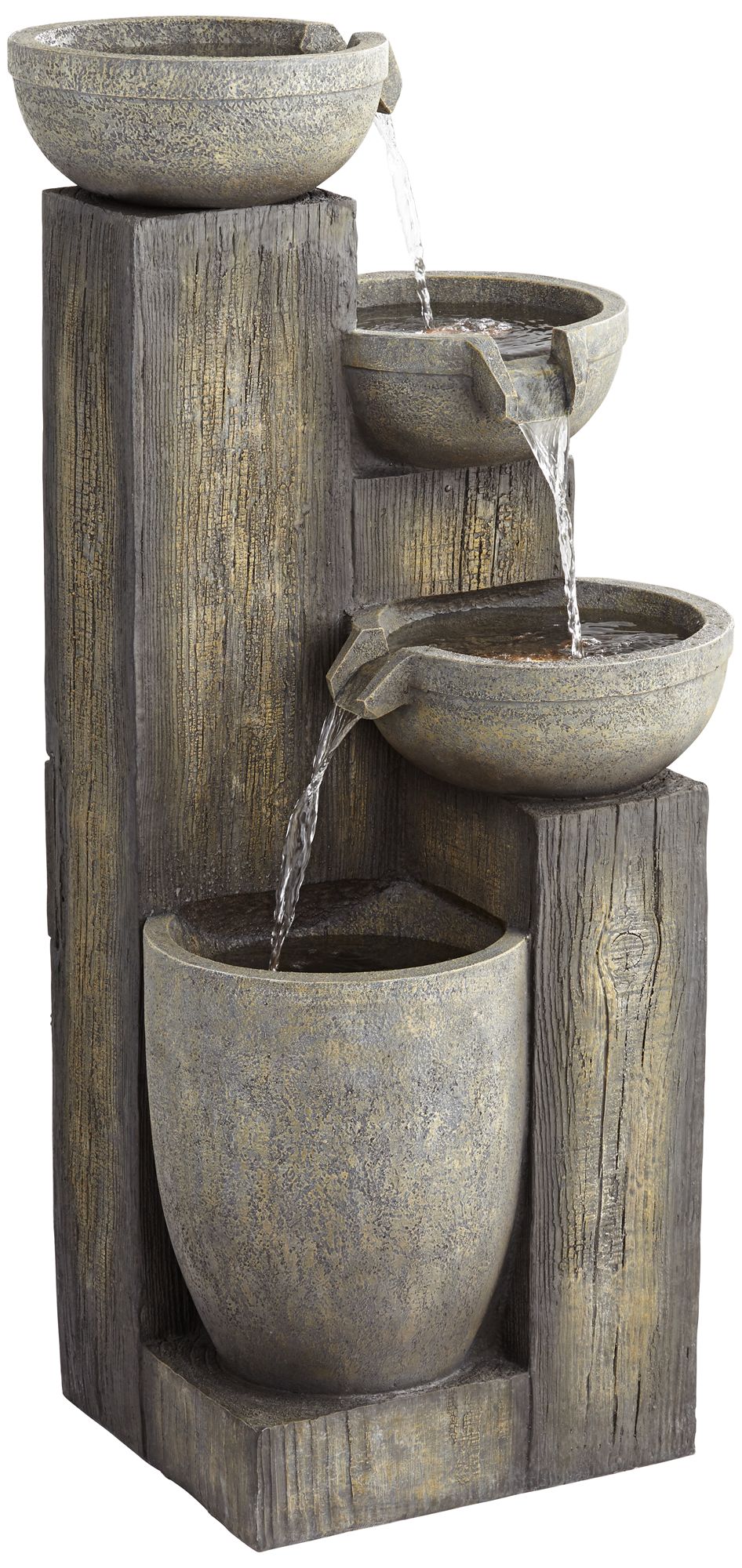 John Timberland Rustic Outdoor Floor Water Fountain with Light LED 40 1/2