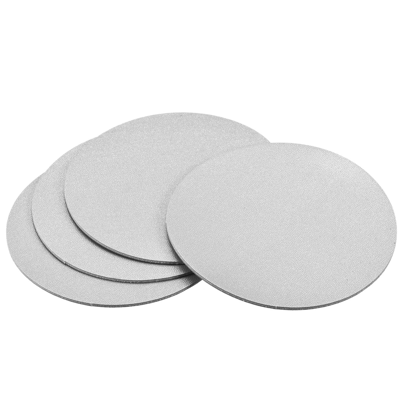 102mmRound Coasters PU Cup Mat Pad for Tableware Silver Tone 4pcs - Silver Tone