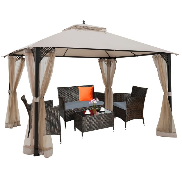 Tangkula 12 x27 X 10 x27 Octagonal Tent Outdoor Gazebo Canopy Shelter With Mosquito Netting