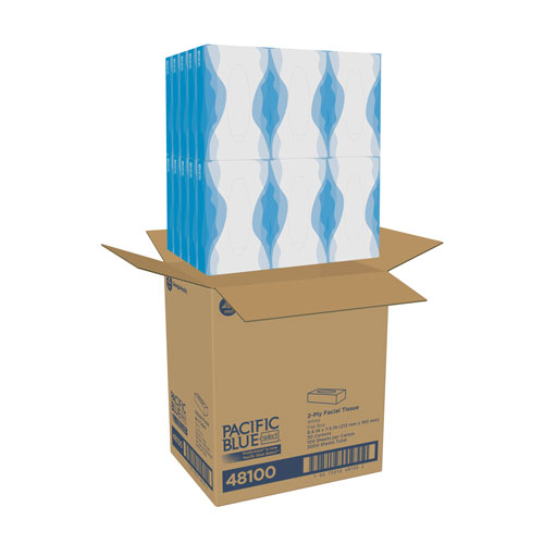 Georgia Pacific Pacific Blue Select 2-Ply Facial Tissue by GP Pro (Georgia-Pacific) | Flat Box， 2 Ply， 100 Sheet， White | GPC48100