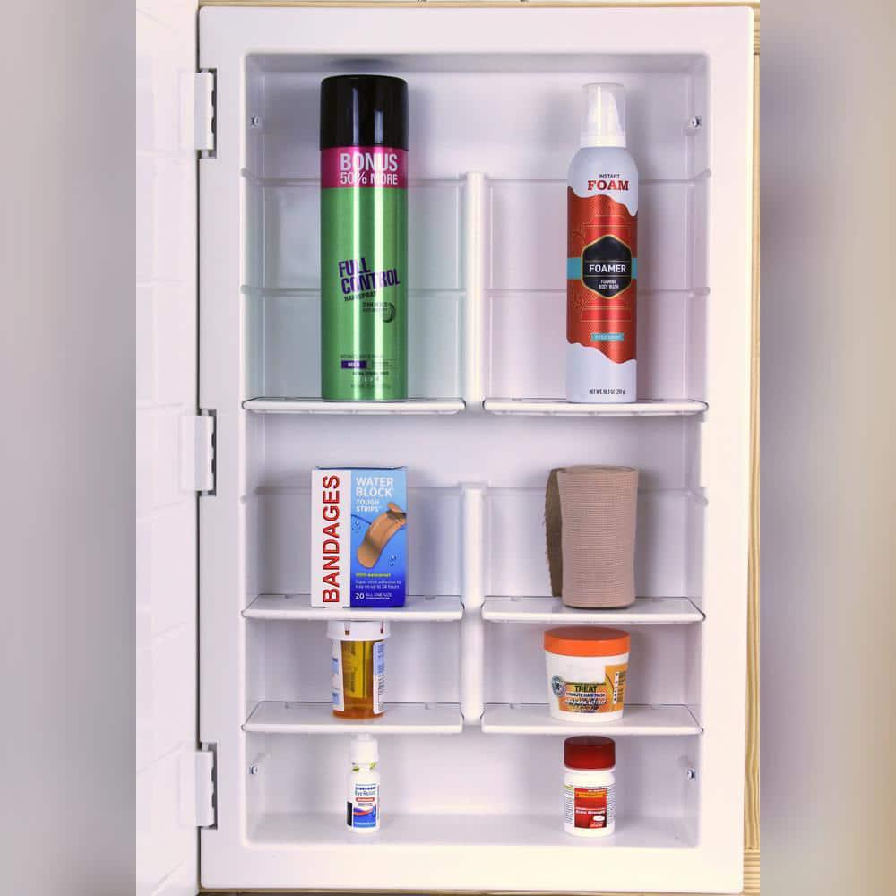 ZACA SPACECAB Media 16 in x 26 in x 312 in Frameless Recessed 1Door Medicine Cabinet with 6Shelves and Polished Edge Mirror