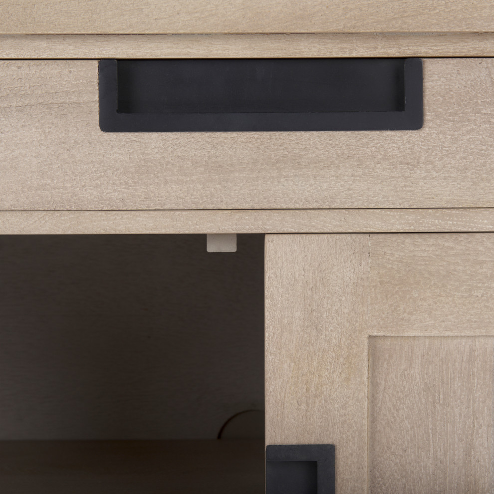 Braxton Beige Solid Wood With Black Accents Accent Cabinet   Farmhouse   Accent Chests And Cabinets   by Mercana  Houzz