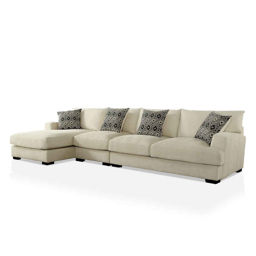 Kintra Contemporary Chenille Upholstered Large L Shaped Sectional by Furniture of America