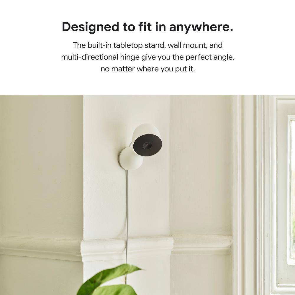 Google Nest Cam - Indoor Wired Smart Home Security Camera - Snow GA01998-US