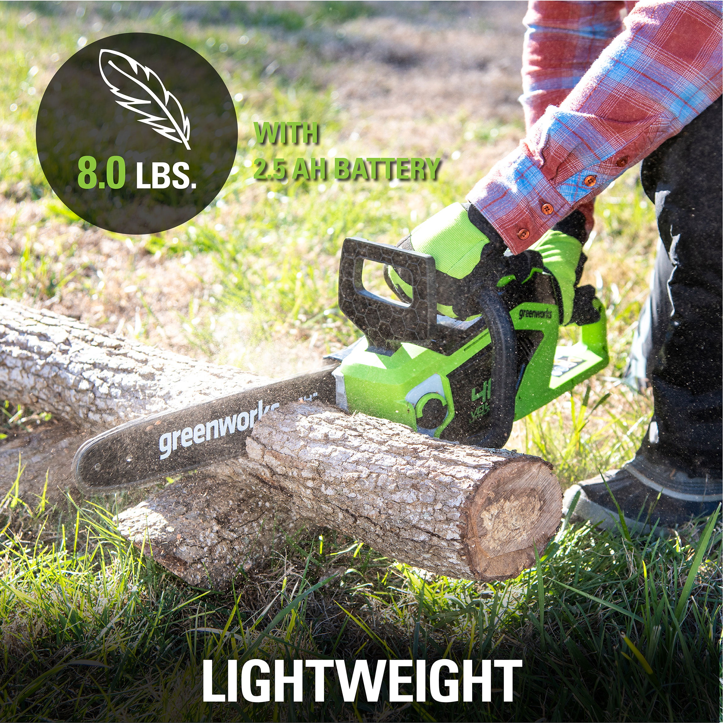 Greenworks 40V 14-inch Brushless Chainsaw With 2.5 Ah Battery and Charger， 2012802