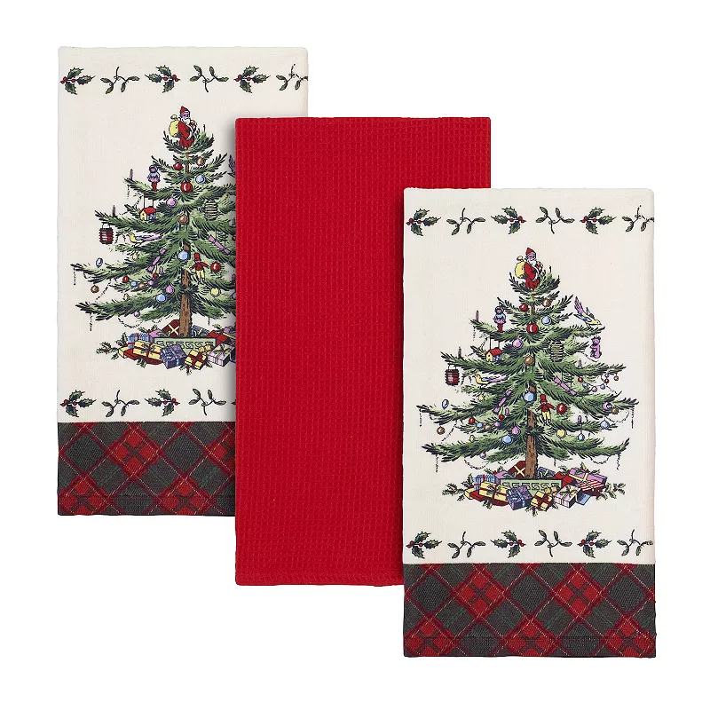 Spode Christmas Tree Tartan Kitchen Towel 3-pk.