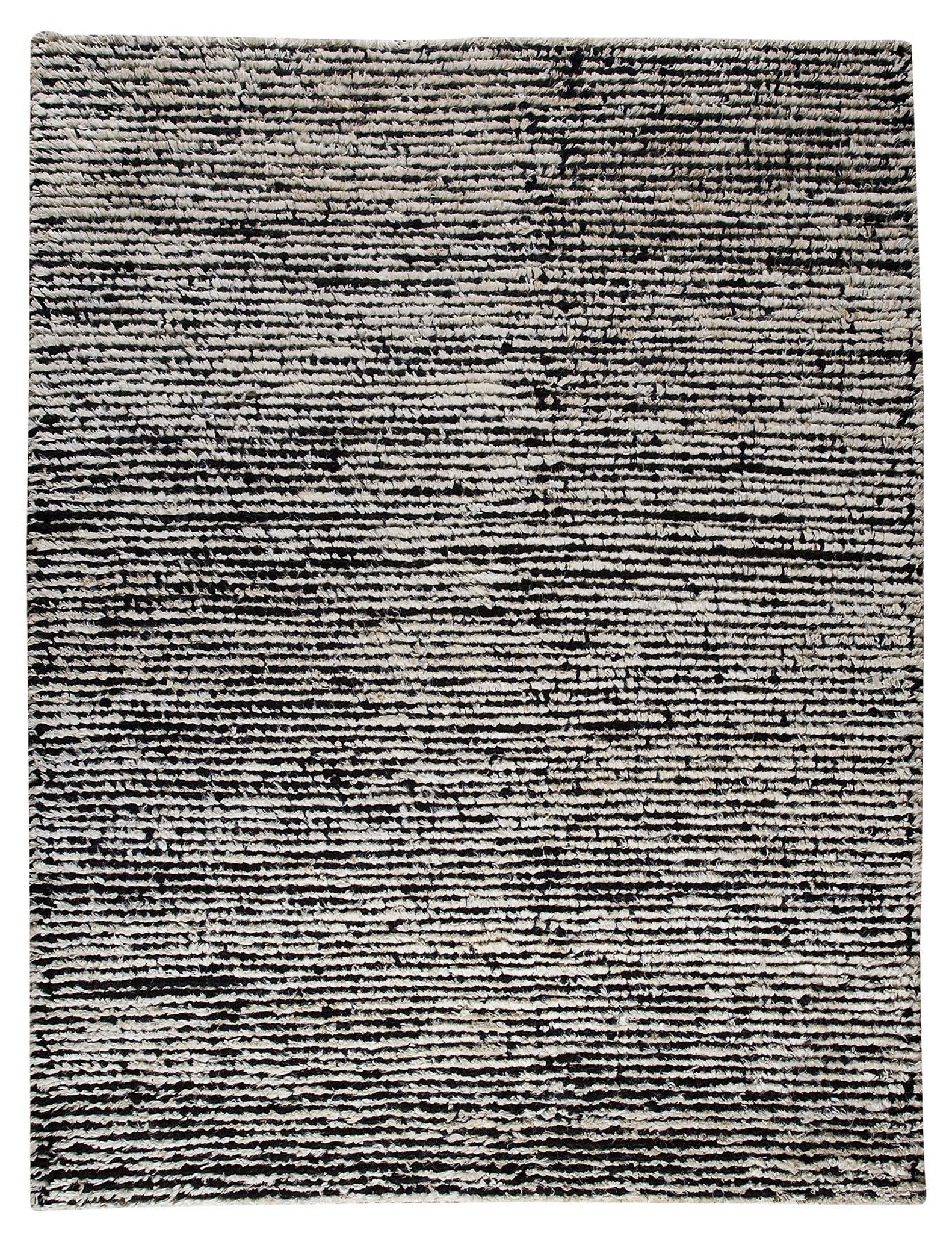 Nature Collection Hand Woven Wool and Hemp Area Rug in Black and White