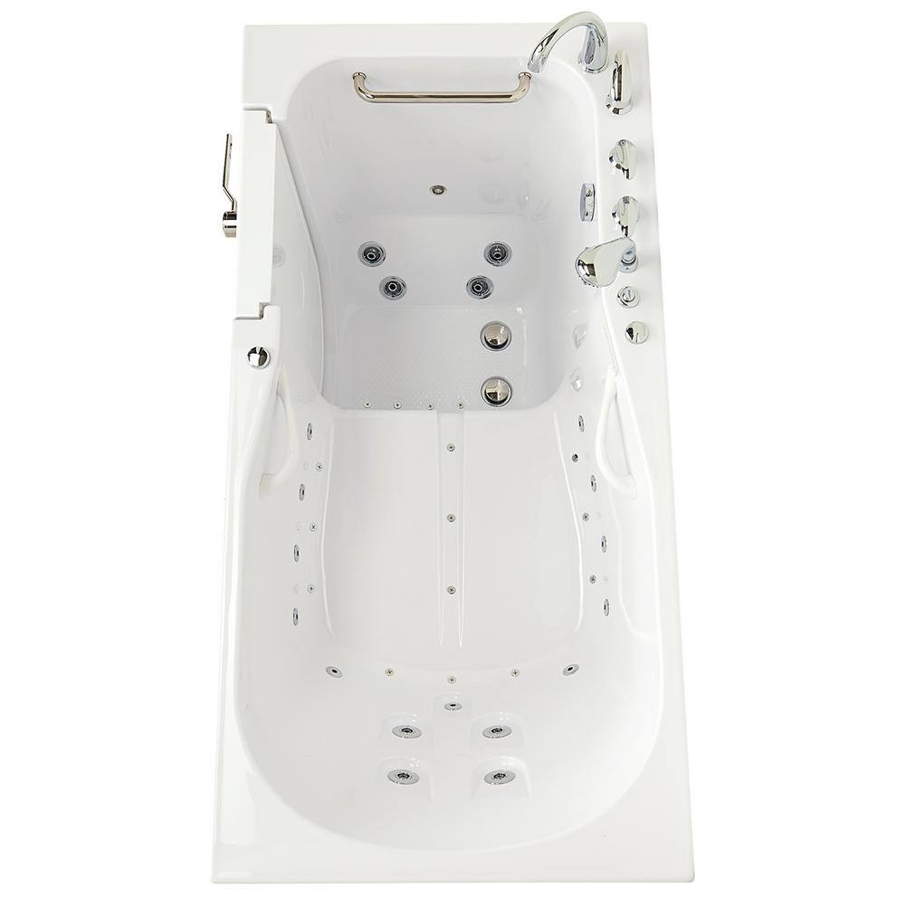 Ella Shak 72 in. x 36 in. Walk-In MicroBubble Whirlpool and Air Bath Bathtub in White Foot Massage Heated Set Dual Drain TMOA3672L5Ph